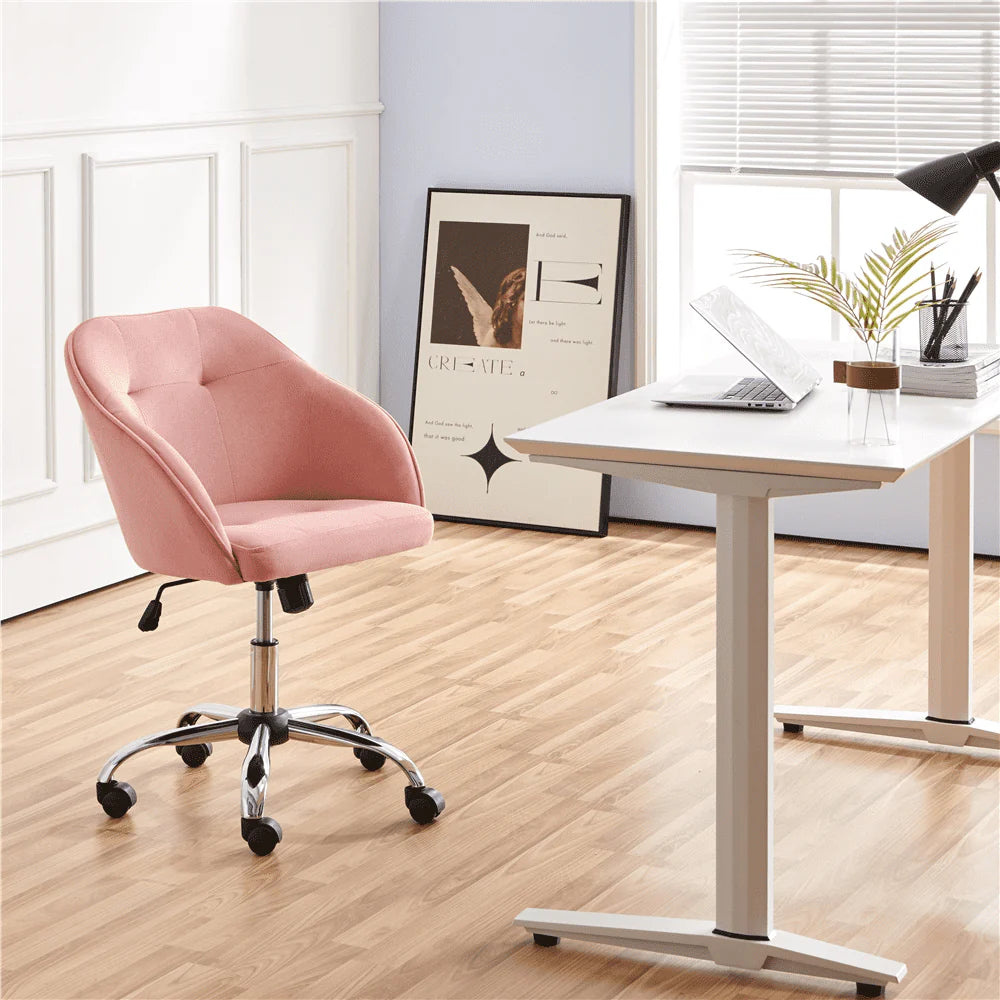 Pink Velvet Adjustable Swivel Office Chair Y821