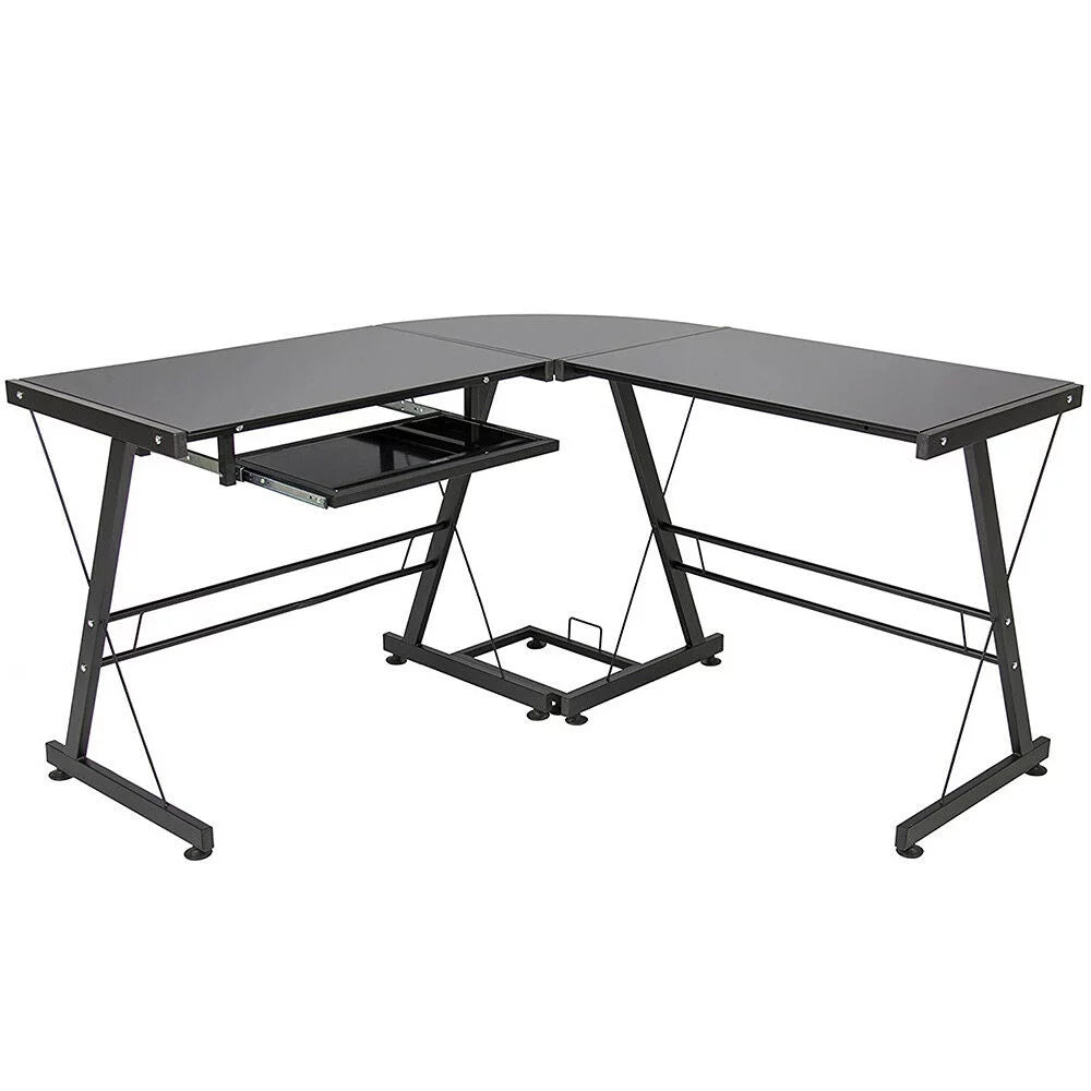 Black L-Shaped Computer Desk C486