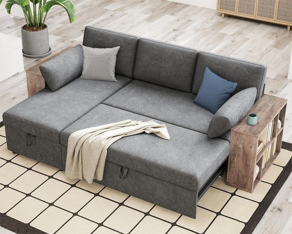 L Shaped Sleeper Sofa with Storage Chaise I87272