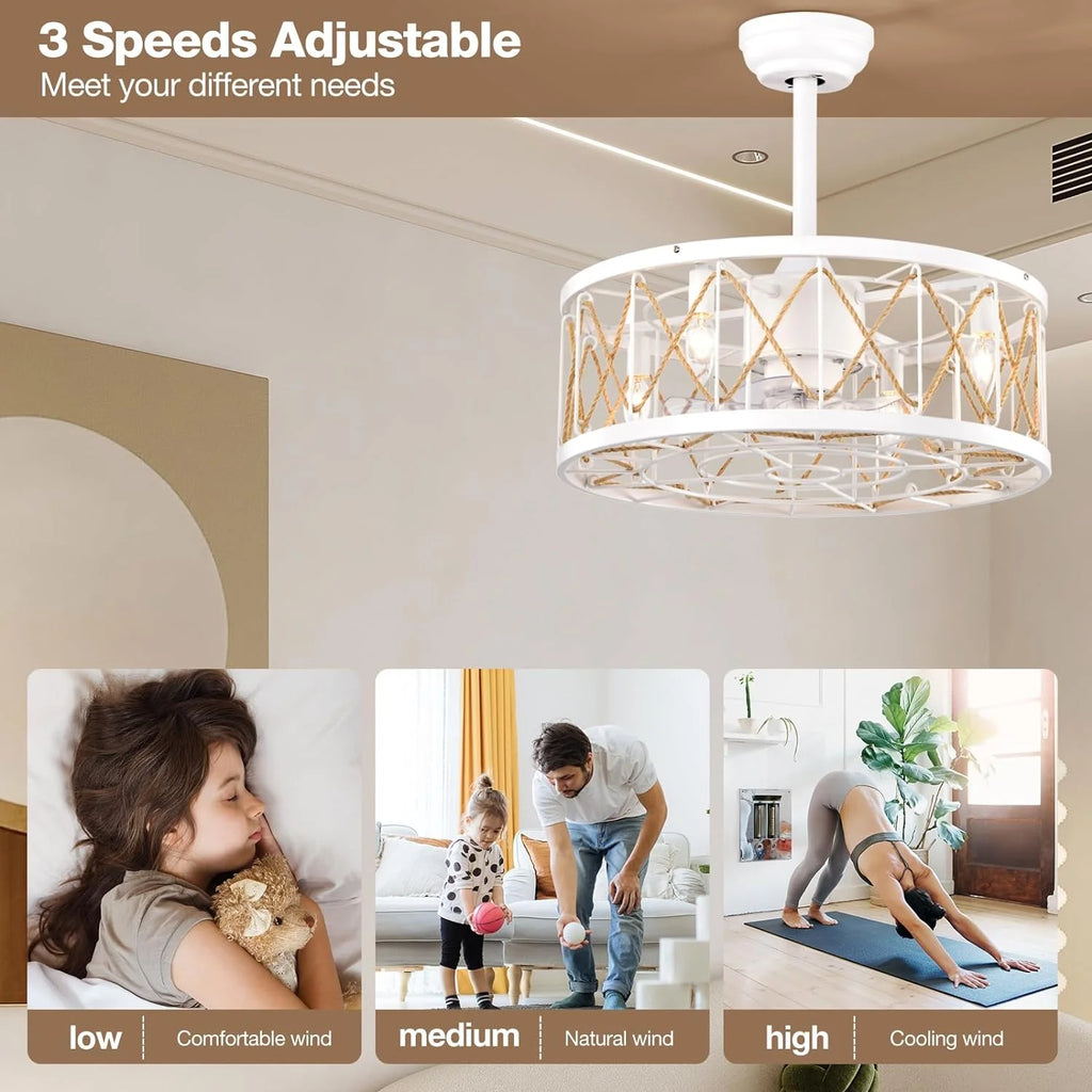 White Ceiling Fan with Lights T963958
