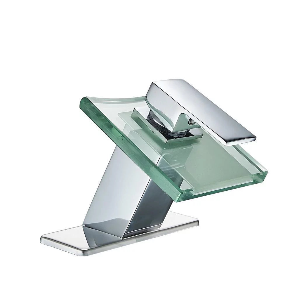 Single Hole Single-Handle Bathroom Faucet with Glass Spout in Polished Chrome U271