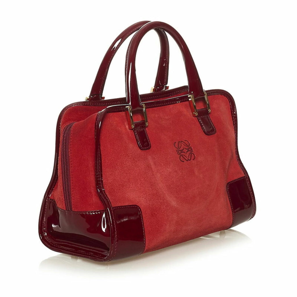 Red Suede Enamel Handbag I9926