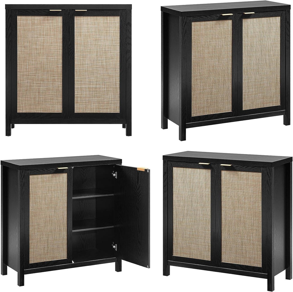 Set of 2 Rattan Cabinet with Doors V354384