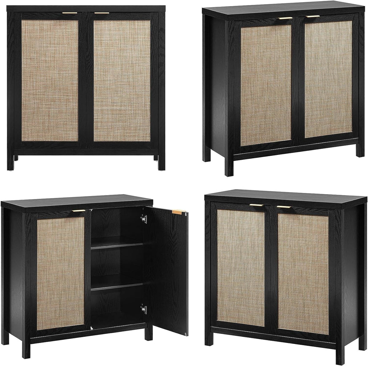 Set of 2 Rattan Cabinet with Doors V354384