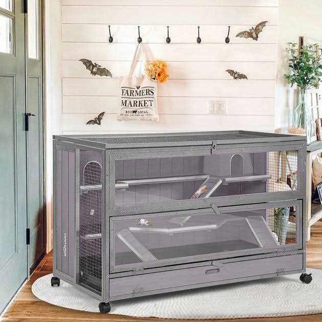 Wooden Hamster Cage Guinea Pig Cage with Iron Frame F18551