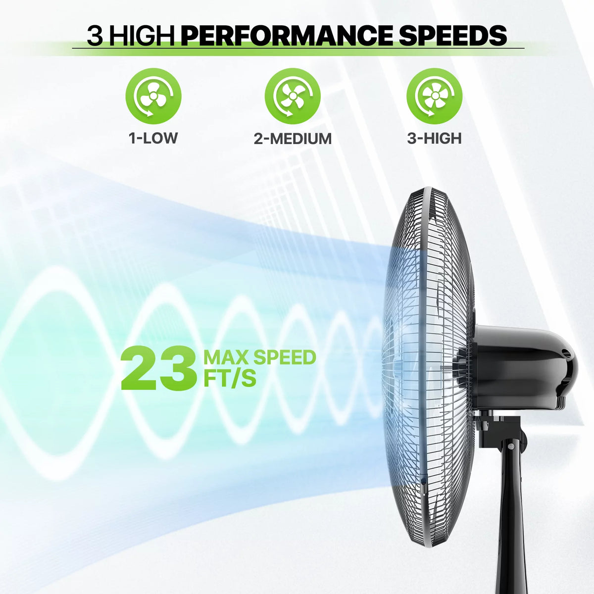 17" Oscillating Pedestal Fan with 3 Speeds, Black M896074