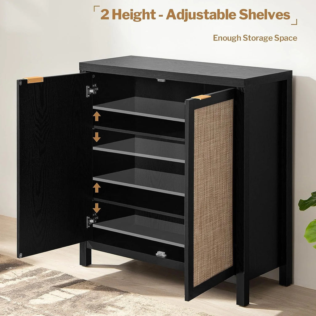 Set of 2 Rattan Cabinet with Doors V354384