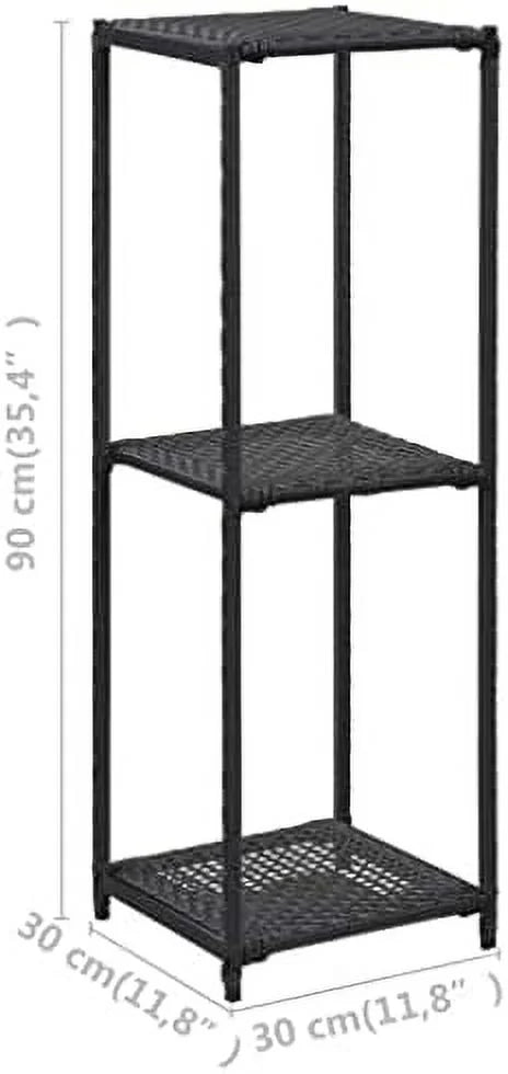 Black Standing Bookshelves Display Rack 11.8"x11.8"x35.4" Poly Rattan D716