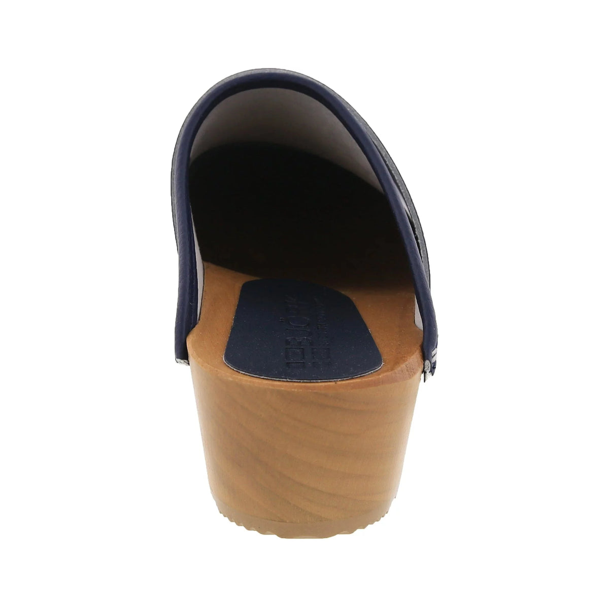 Navy Leather Open Back Clogs Y69475