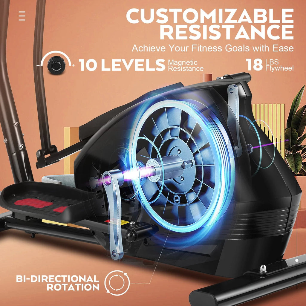 Elliptical Machine with 10 Levels Magnetic Resistance & LCD Display D4645
