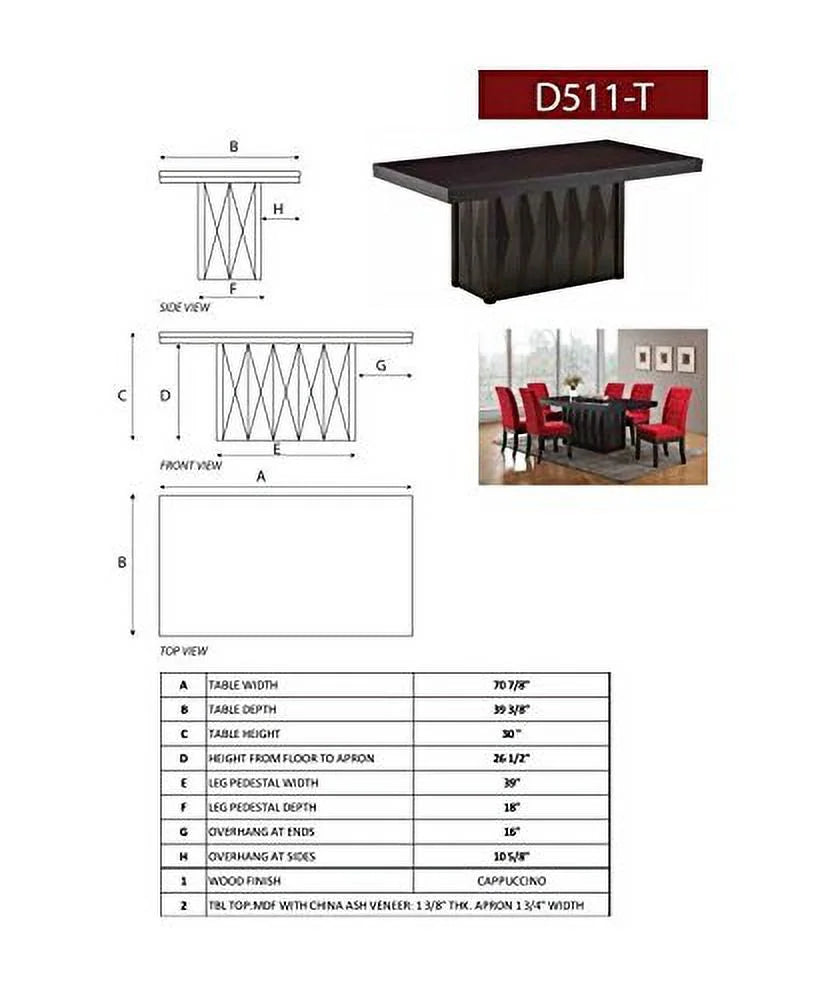 7-Piece Wood Dining Room Set Table & 6 Chairs W54028