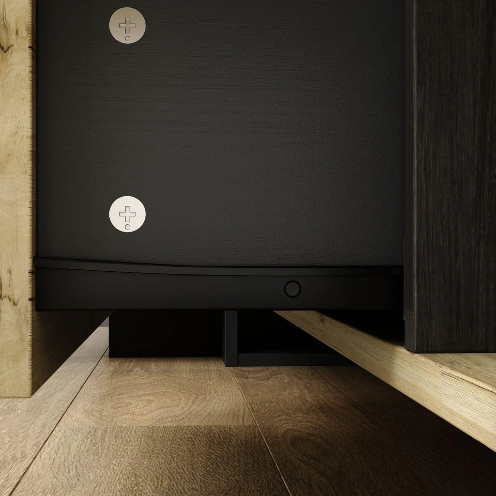 Rustic Black Credenza Sideboard with Doors and Shelves V592513