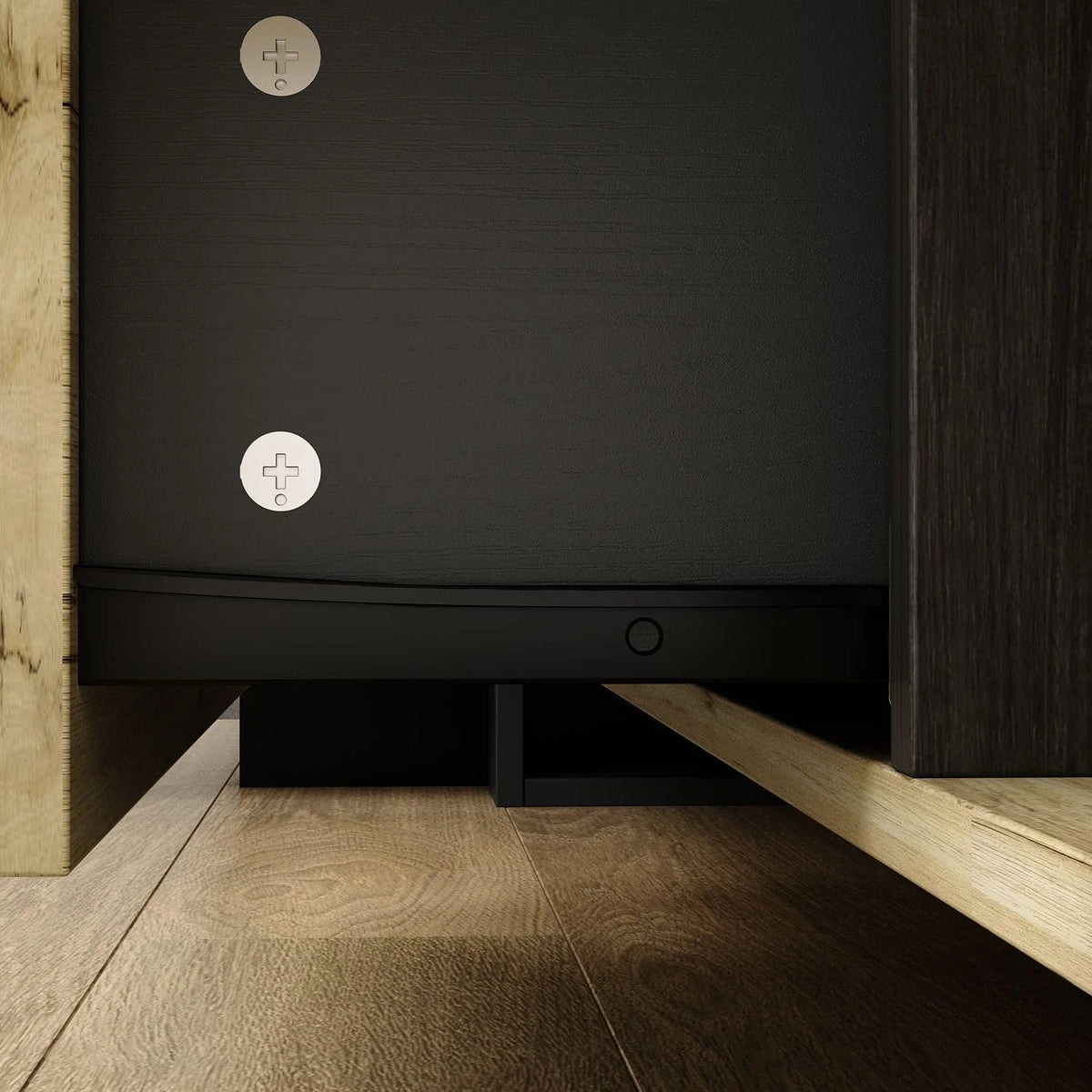 Rustic Black Credenza Sideboard with Doors and Shelves V592513