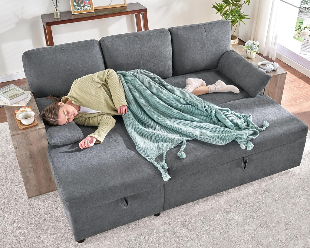 L Shaped Sleeper Sofa with Storage Chaise I87272
