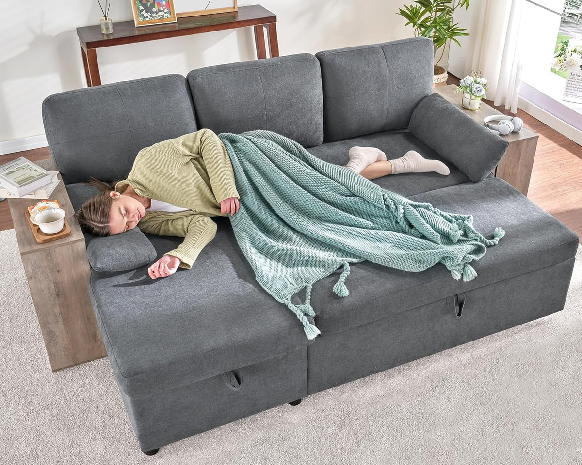 L Shaped Sleeper Sofa with Storage Chaise I87272