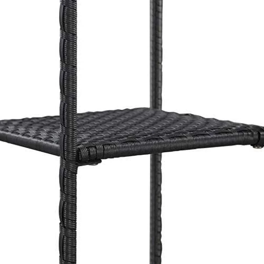 Black Standing Bookshelves Display Rack 11.8"x11.8"x35.4" Poly Rattan D716