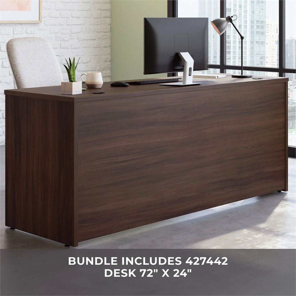 Engineered Wood Desk with Hutch I276