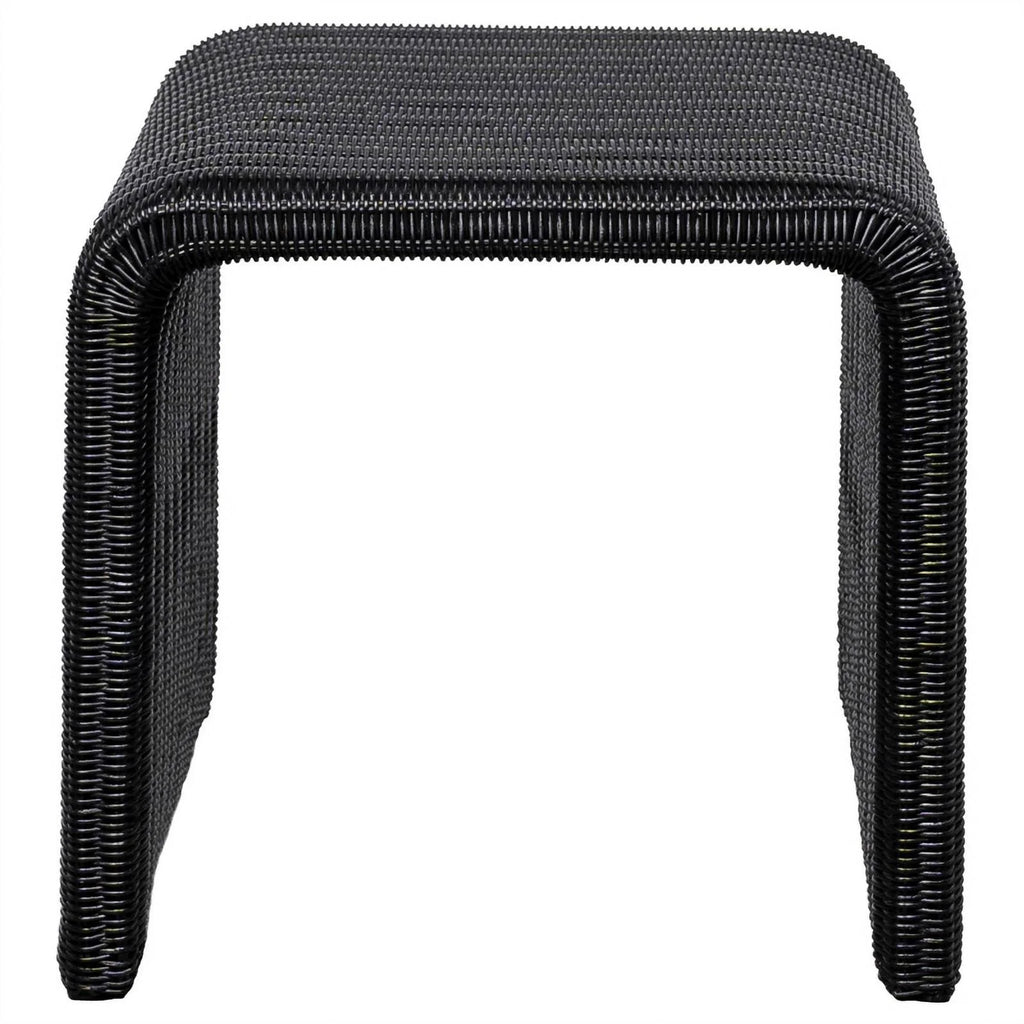 Black Woven Rattan Square End Table H273342