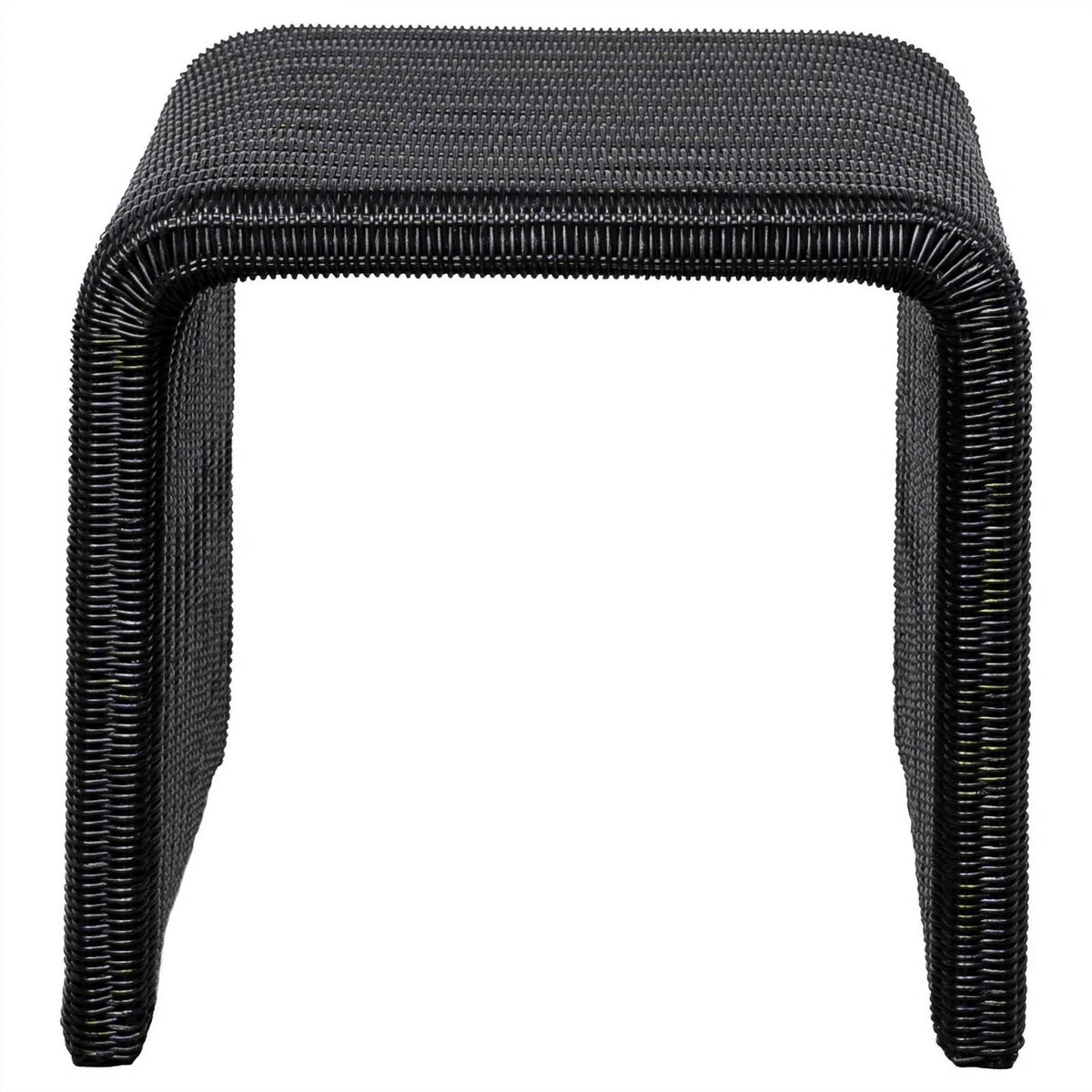 Black Woven Rattan Square End Table H273342