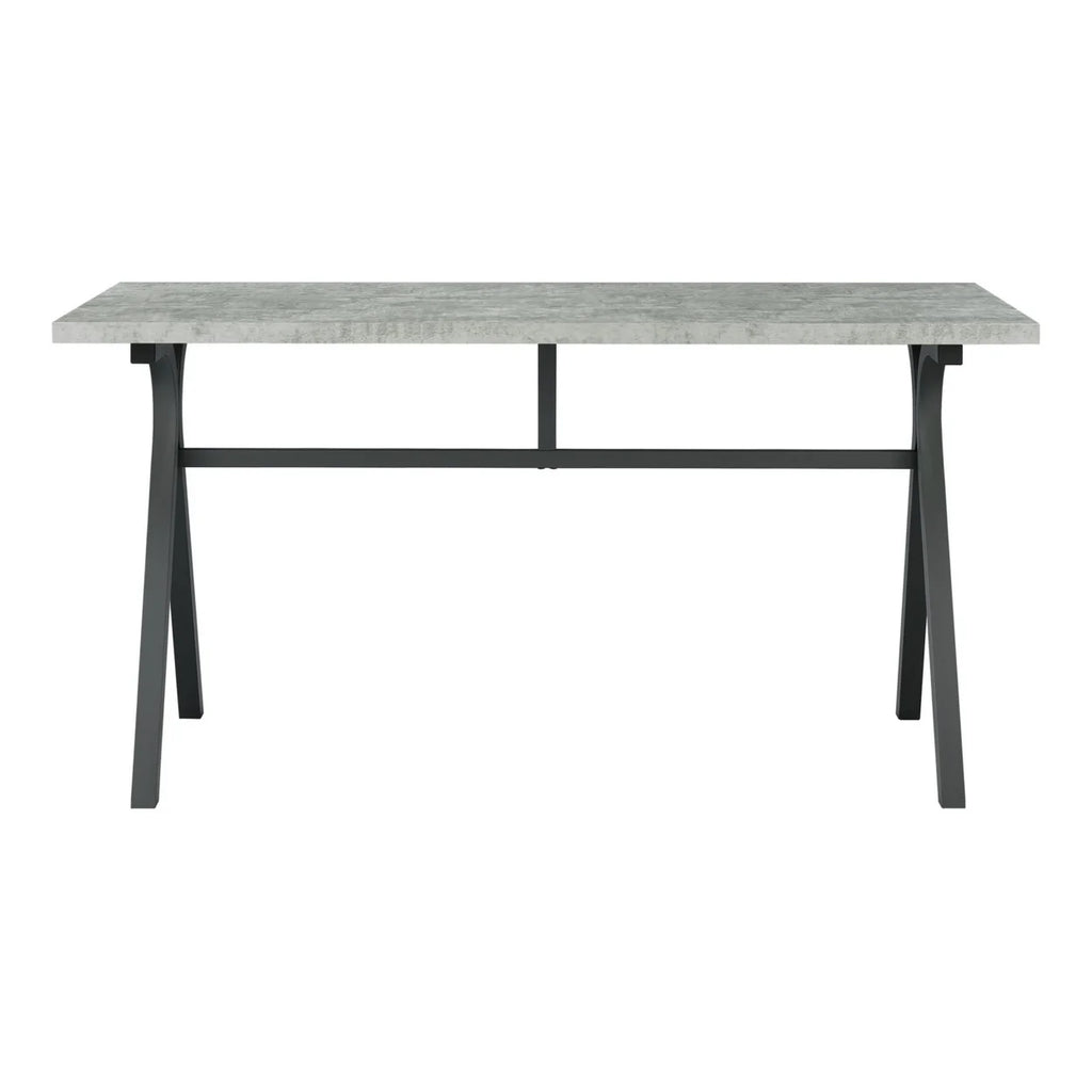 60 Inch Rectangular Writing Desk Light Gray Wood Top Dark Gray Metal T54401