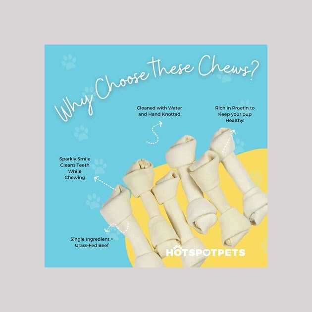 Natural White Knotted Rawhide Bone Dog Chew Treats T33374