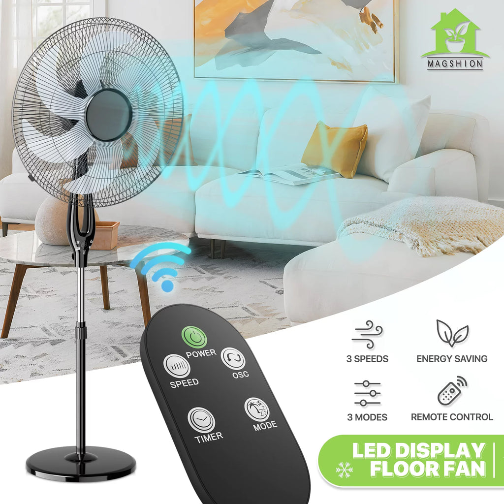 17" Oscillating Pedestal Fan with 3 Speeds, Black M896074