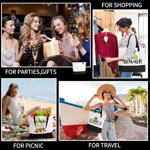 6 Pack Canvas Tote Bags with Zipper O258