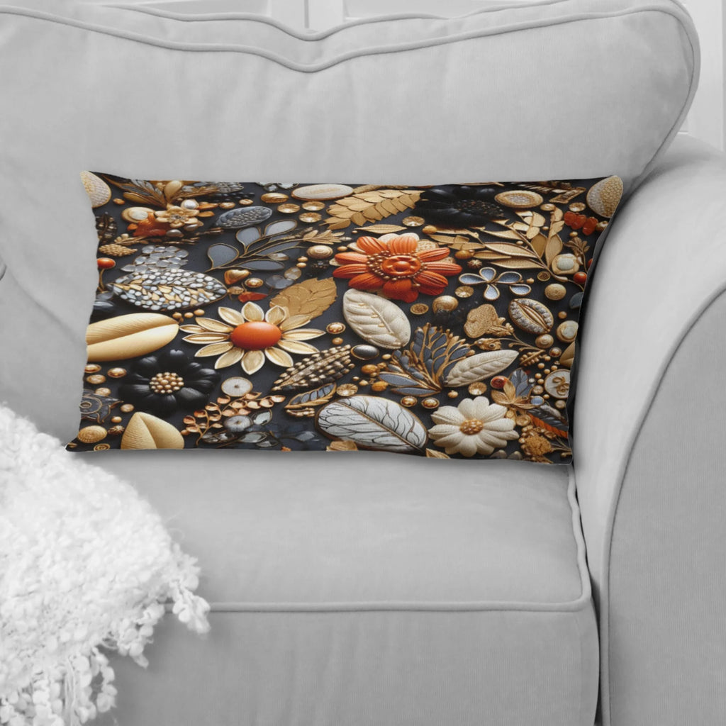 Black Boho Printed Throw Pillow I524889
