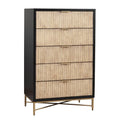 Black 5 Drawer Chest with Metal Base L45203