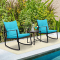 3 Piece Wicker Bistro Set with Glass Coffee Table E627995
