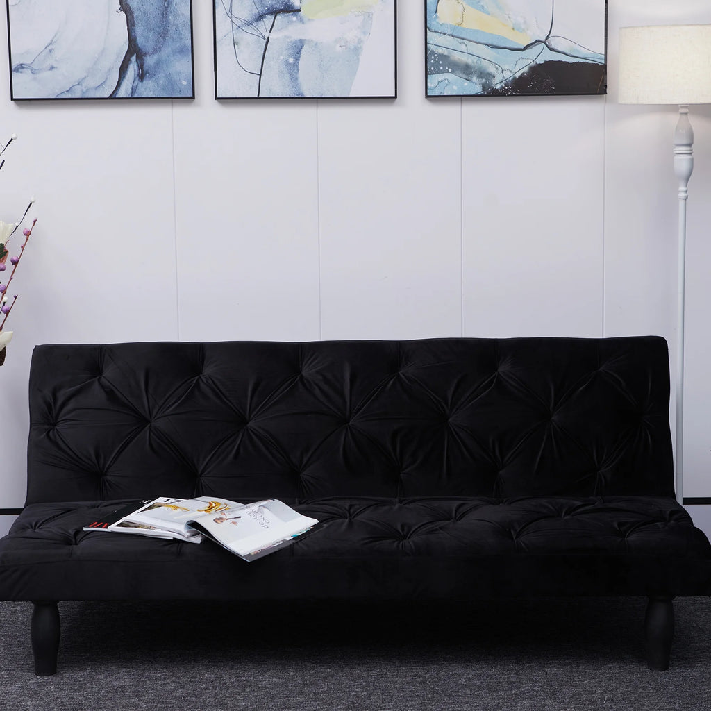 Black Velvet Futon Sofa Bed J606