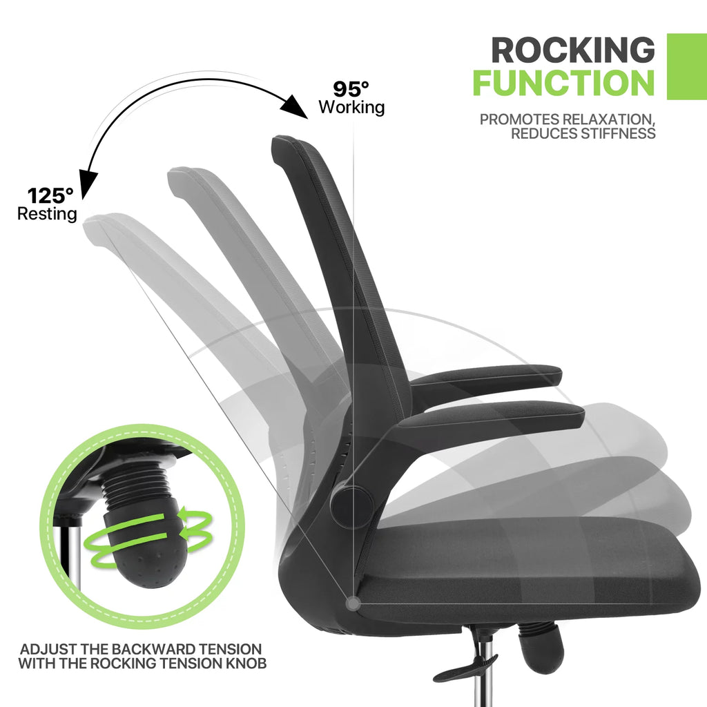 Black Adjustable Mesh Office Chair with Armrest K996