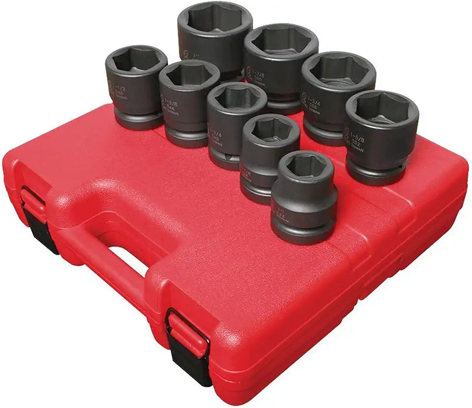 9 Piece 1" Drive Standard SAE Jumbo Impact Socket Set Y365