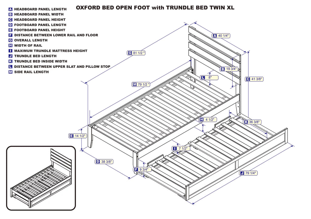 14" Twin XL Wood Platform Bed Frame with Trundle, Espresso J30528
