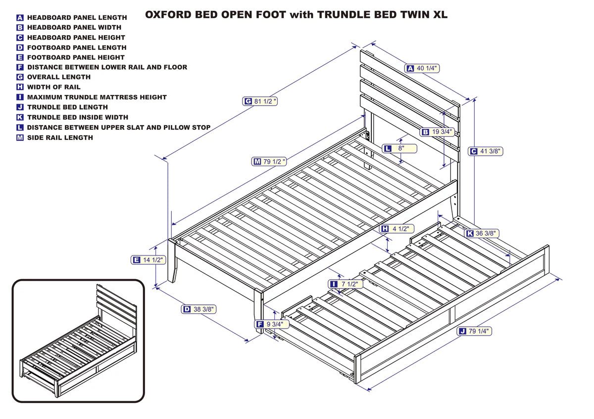 14" Twin XL Wood Platform Bed Frame with Trundle, Espresso J30528