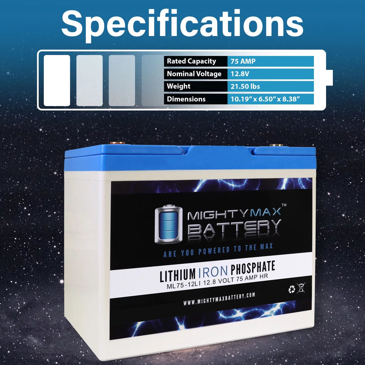 12V 75AH Lithium Replacement Battery 3 Pack D402