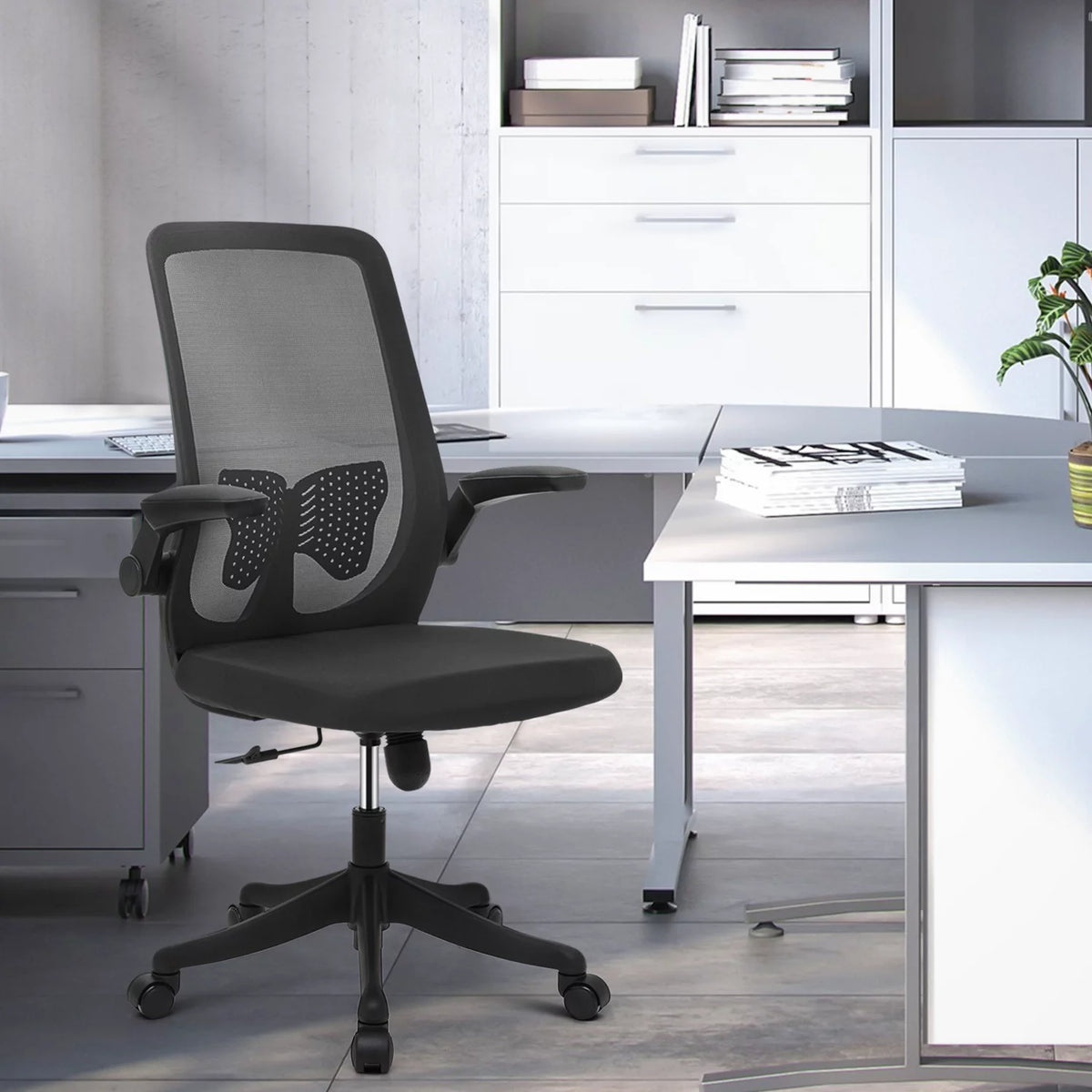 Black Adjustable Mesh Office Chair with Armrest K996