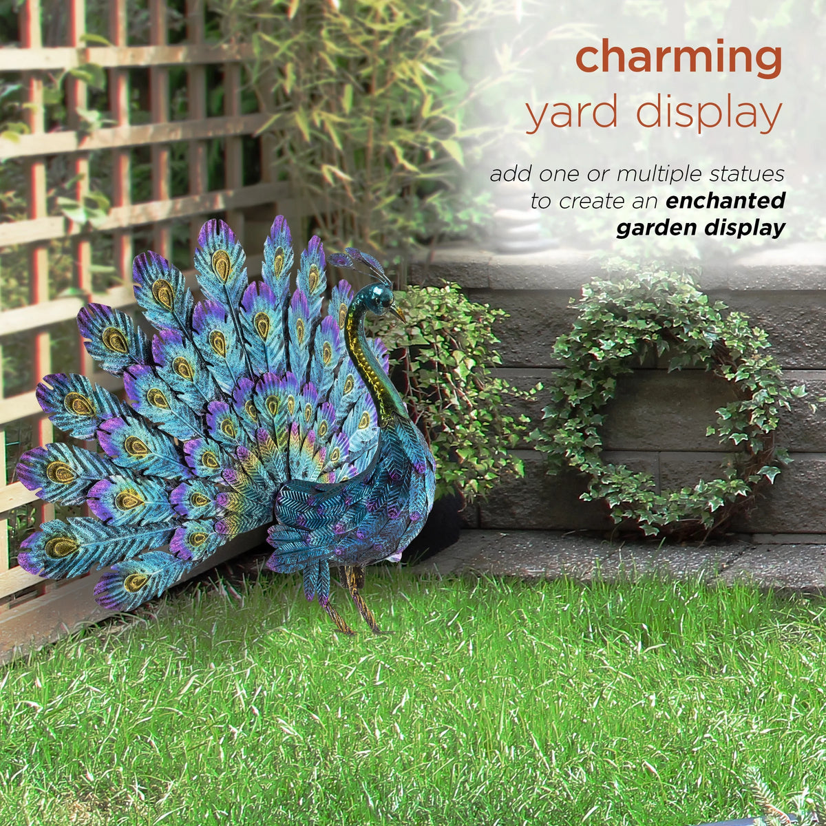 22" Peacock Garden Statue J585
