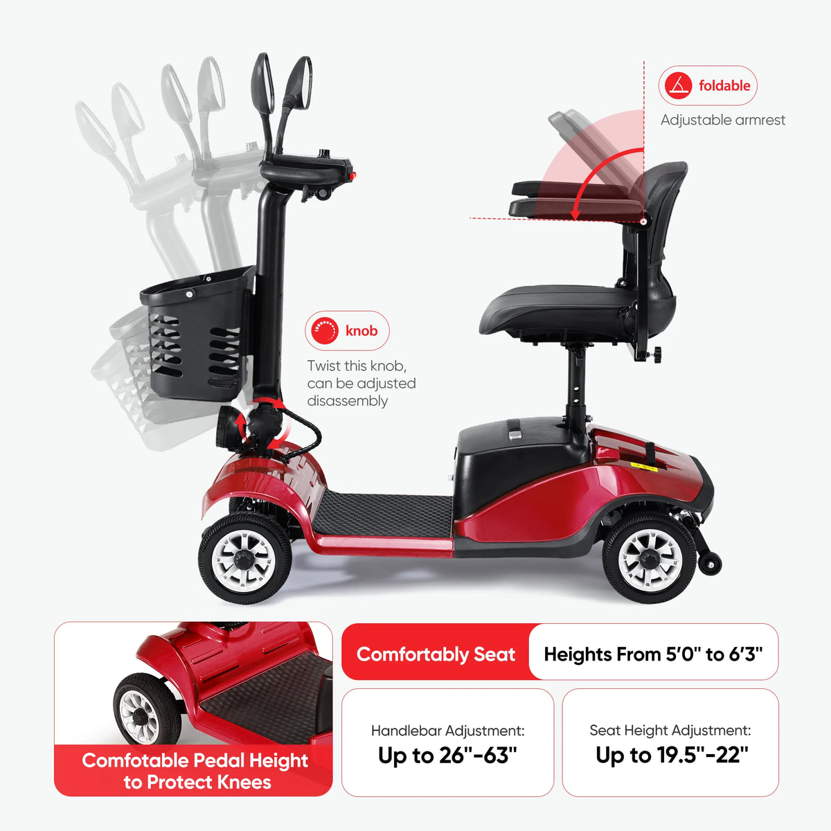 4 Wheels Folding Travel Mobility Scooter D670432