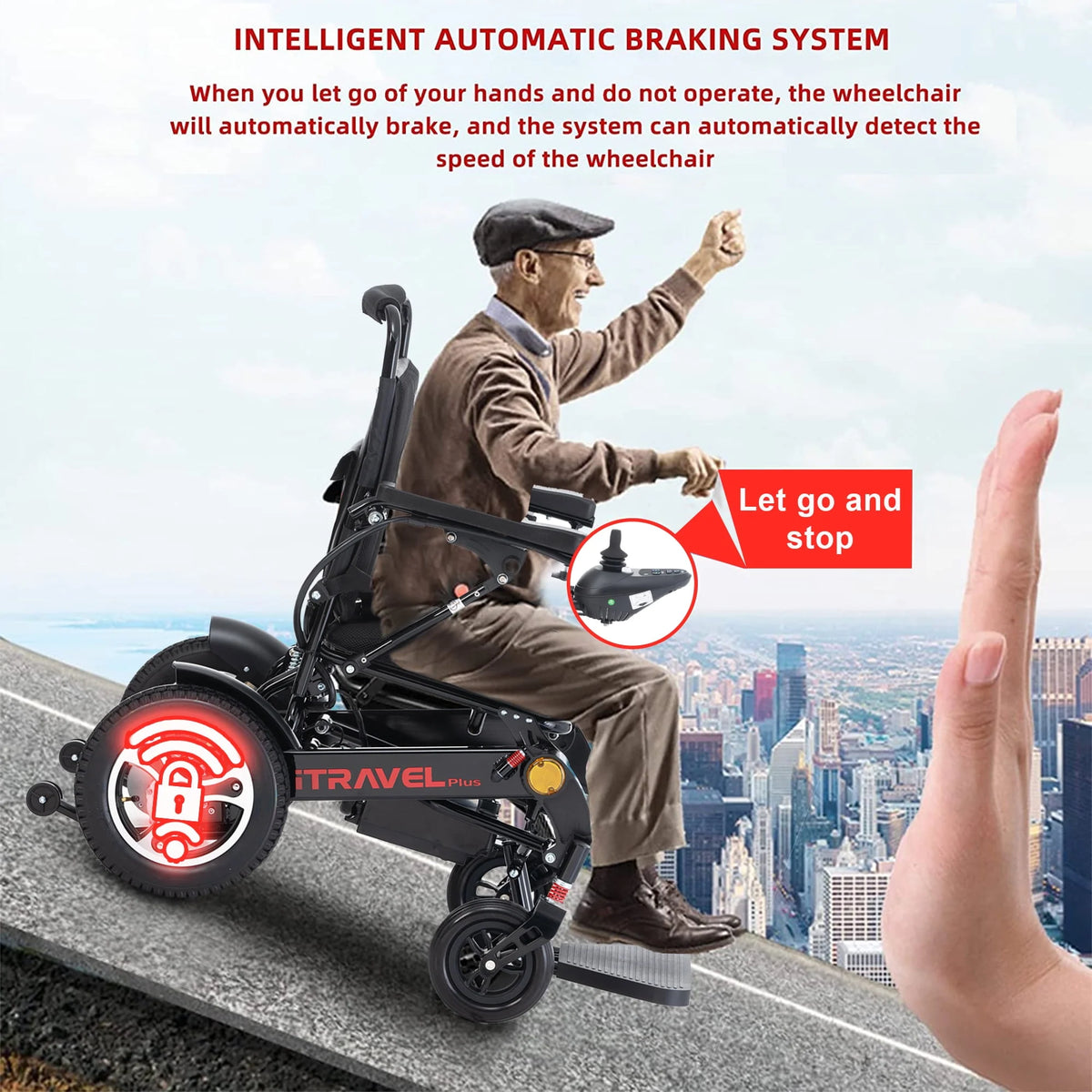 Lightweight Portable Folding Electric Wheelchair with Gel Seat Cushion K58616