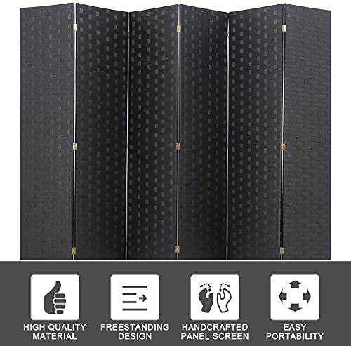 4 Panel 6 Feet Foldable Wood Mesh Room Divider Screen J560793