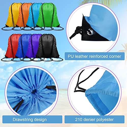 120 Pcs Drawstring Backpacks 8 Color Nylon Gym Cinch Sack W557358