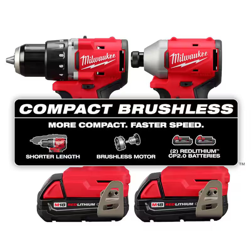 18V Lithium-Ion Brushless Cordless Compact Drill/Impact Combo Kit (2-Tool) with Oscillating Multi-Tool I884