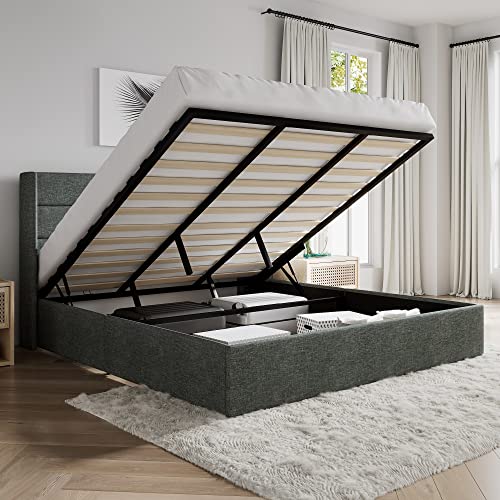Queen Size White Velvet Upholstered Platform Bed with Storage A5245