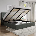 Queen Size White Velvet Upholstered Platform Bed with Storage A5245
