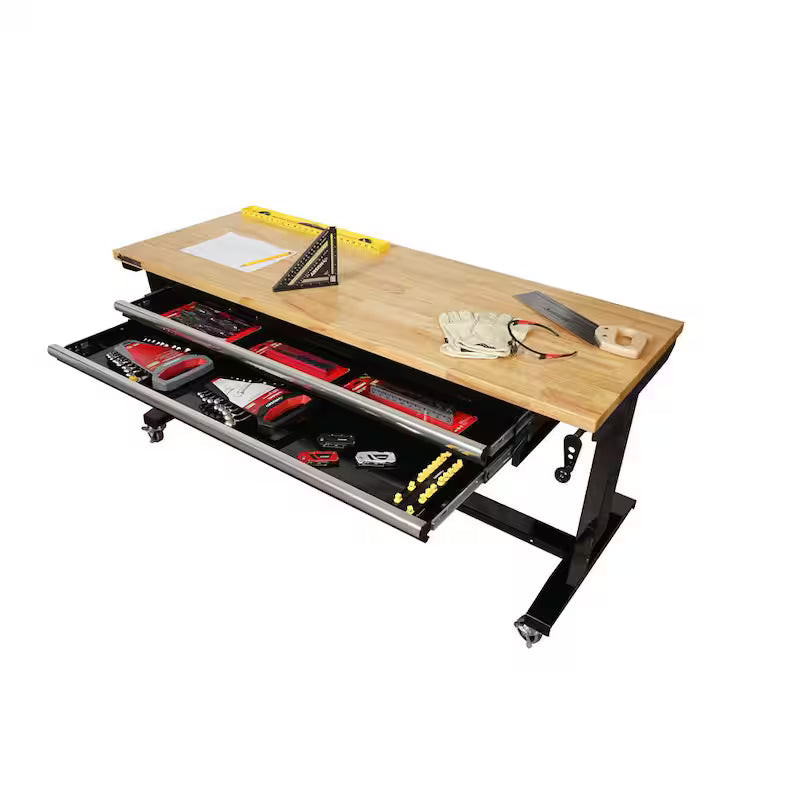 Adjustable Height Workbench Table with 2 Drawers N1137
