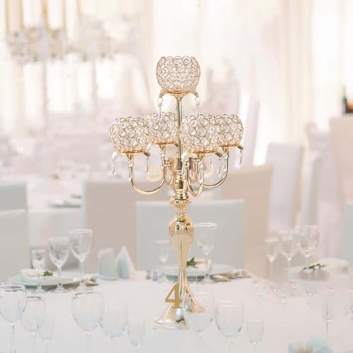 Black Metal Crystal Tea Light Candle Holders Set U9374