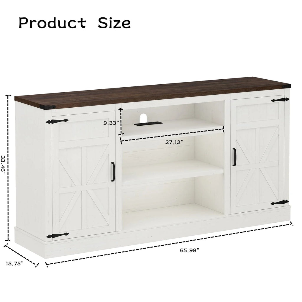 57 Double Barn Door Cabinet with Power Outlet & LED Light P4282