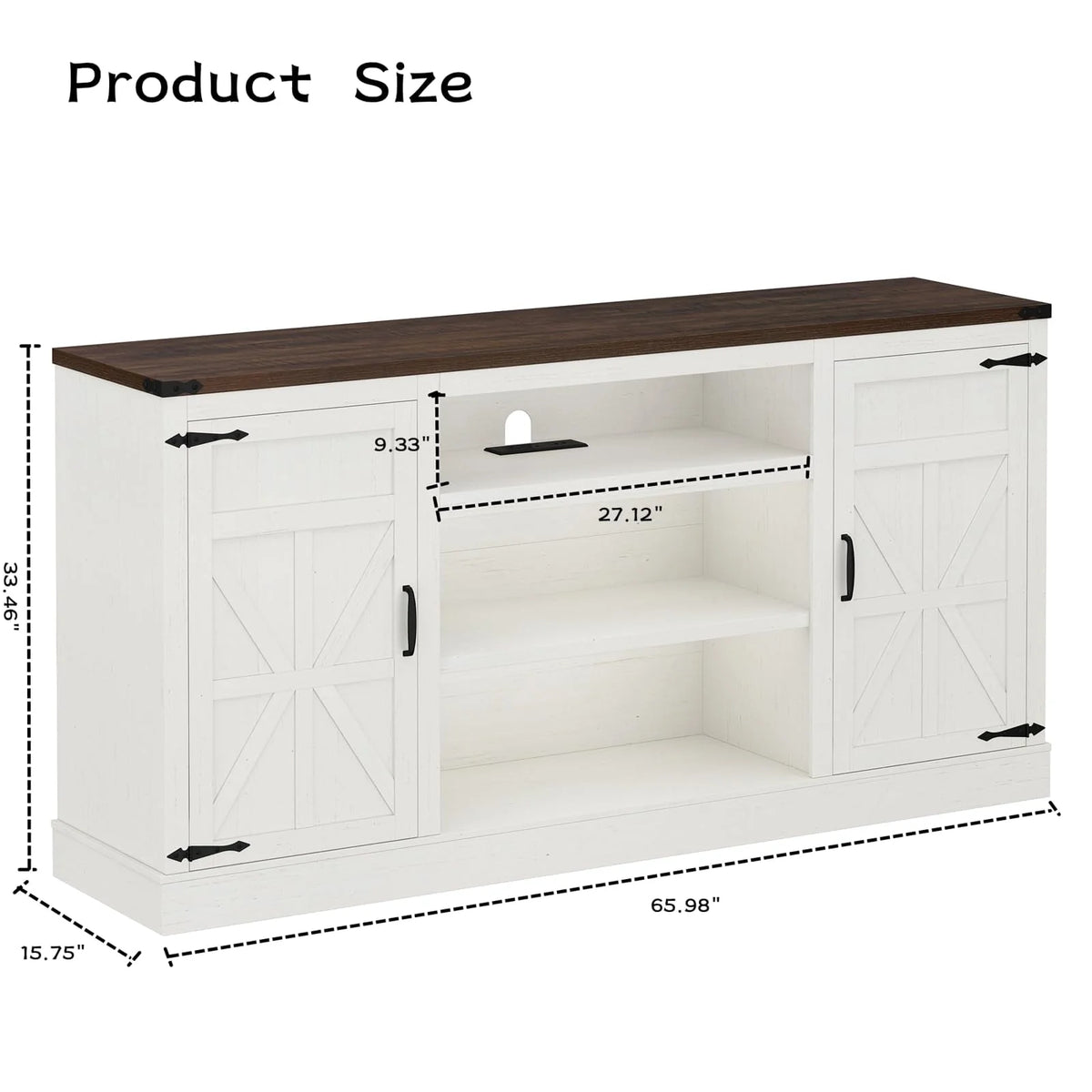 57 Double Barn Door Cabinet with Power Outlet & LED Light P4282