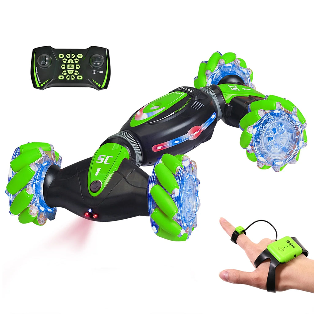Gesture Sensing RC Stunt Car 4WD 2.4GHz Remote Control Green G39258